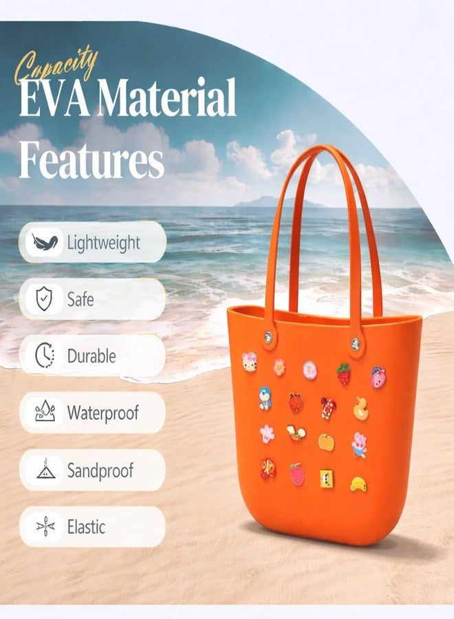 RAMNATH IMPEX Stylish EVA Tote Bag for Women & Girls | Soft Waterproof Lightweight Beach Handbag with Cute Charms | Reusable Sandproof Shoulder Bag, Lunch Bag Gift for Travel, Shopping, Pool, Picnic & Daily Use. - Image 5